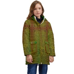 Psychedelic Screen Trippy Kids  Hooded Longline Puffer Jacket by Modalart