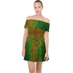 Psychedelic Screen Trippy Off Shoulder Chiffon Dress by Modalart