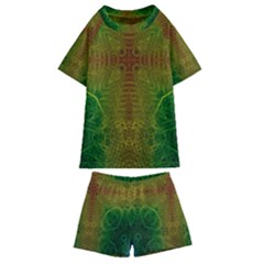 Psychedelic Screen Trippy Kids  Swim T-shirt And Shorts Set by Modalart