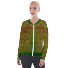 Psychedelic Screen Trippy Velvet Zip Up Jacket by Modalart