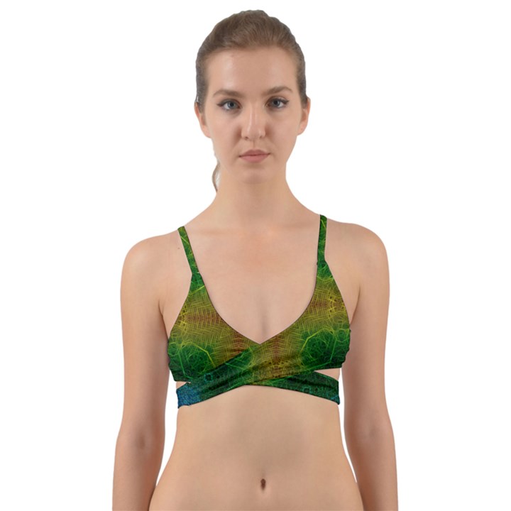 Psychedelic Screen Trippy Wrap Around Bikini Top