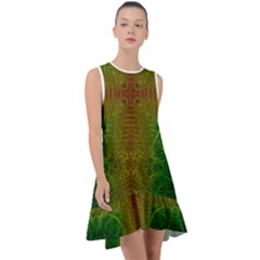 Psychedelic Screen Trippy Frill Swing Dress by Modalart