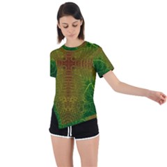 Psychedelic Screen Trippy Asymmetrical Short Sleeve Sports T-shirt by Modalart