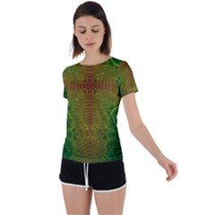 Psychedelic Screen Trippy Back Circle Cutout Sports T-shirt by Modalart