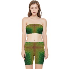 Psychedelic Screen Trippy Stretch Shorts And Tube Top Set by Modalart