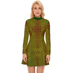 Psychedelic Screen Trippy Long Sleeve Velour Longline Dress by Modalart