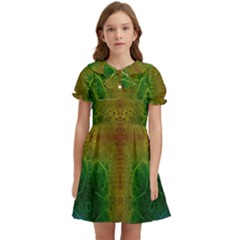 Psychedelic Screen Trippy Kids  Bow Tie Puff Sleeve Dress by Modalart