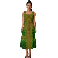 Psychedelic Screen Trippy Square Neckline Tiered Midi Dress by Modalart