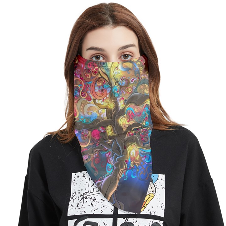 Psychedelic Tree Abstract Psicodelia Face Covering Bandana (Triangle)