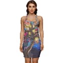 Psychedelic Tree Abstract Psicodelia Sleeveless Wide Square Neckline Ruched Bodycon Dress View1