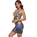 Psychedelic Tree Abstract Psicodelia Sleeveless Wide Square Neckline Ruched Bodycon Dress View2