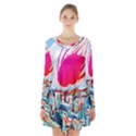 Artistic Psychedelic Art Long Sleeve Velvet V-neck Dress View1