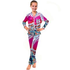 Artistic Psychedelic Art Kids  Satin Long Sleeve Pajamas Set by Modalart