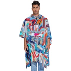 Artistic Psychedelic Art Men s Hooded Rain Ponchos