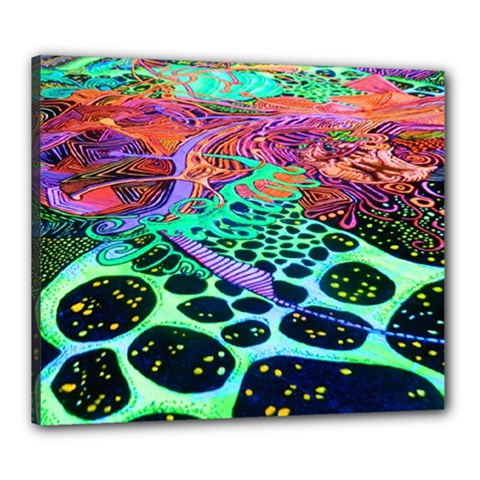 Psychedelic Blacklight Drawing Shapes Art Canvas 24  X 20  (stretched) by Modalart