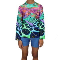 Psychedelic Blacklight Drawing Shapes Art Kids  Long Sleeve Swimwear by Modalart