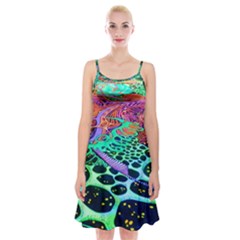 Psychedelic Blacklight Drawing Shapes Art Spaghetti Strap Velvet Dress by Modalart