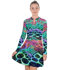 Psychedelic Blacklight Drawing Shapes Art Long Sleeve Panel Dress by Modalart