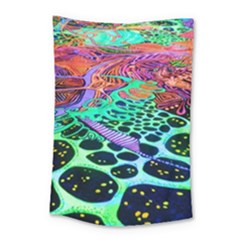 Psychedelic Blacklight Drawing Shapes Art Small Tapestry by Modalart