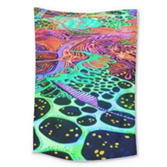 Psychedelic Blacklight Drawing Shapes Art Large Tapestry by Modalart