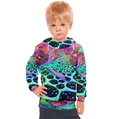 Psychedelic Blacklight Drawing Shapes Art Kids  Hooded Pullover by Modalart