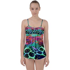 Psychedelic Blacklight Drawing Shapes Art Babydoll Tankini Top