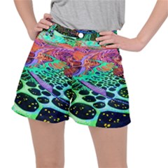 Psychedelic Blacklight Drawing Shapes Art Women s Ripstop Shorts by Modalart