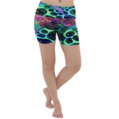 Psychedelic Blacklight Drawing Shapes Art Lightweight Velour Yoga Shorts by Modalart