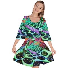 Psychedelic Blacklight Drawing Shapes Art Velour Kimono Dress by Modalart