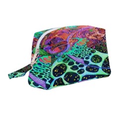 Psychedelic Blacklight Drawing Shapes Art Wristlet Pouch Bag (medium) by Modalart