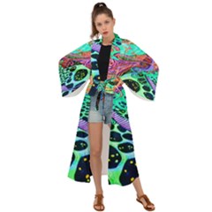 Psychedelic Blacklight Drawing Shapes Art Maxi Kimono by Modalart