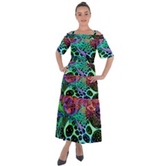 Psychedelic Blacklight Drawing Shapes Art Shoulder Straps Boho Maxi Dress  by Modalart