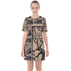 Artistic Psychedelic Sixties Short Sleeve Mini Dress by Modalart