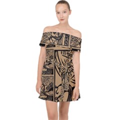 Artistic Psychedelic Off Shoulder Chiffon Dress by Modalart