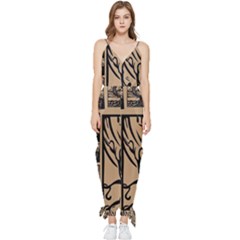 Artistic Psychedelic Sleeveless Tie Ankle Chiffon Jumpsuit by Modalart