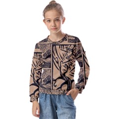 Artistic Psychedelic Kids  Long Sleeve T-shirt With Frill 