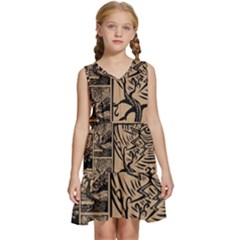 Artistic Psychedelic Kids  Sleeveless Tiered Mini Dress by Modalart