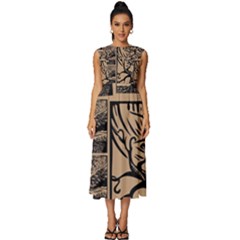 Artistic Psychedelic Sleeveless Round Neck Midi Dress by Modalart