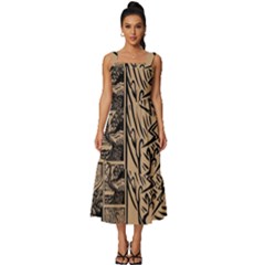 Artistic Psychedelic Square Neckline Tiered Midi Dress by Modalart