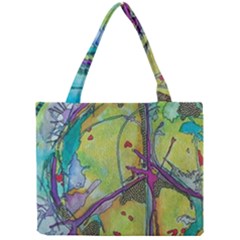 Green Peace Sign Psychedelic Trippy Mini Tote Bag by Modalart