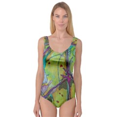 Green Peace Sign Psychedelic Trippy Princess Tank Leotard  by Modalart