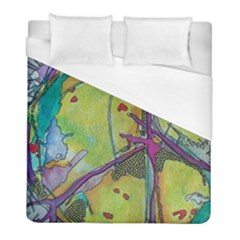 Green Peace Sign Psychedelic Trippy Duvet Cover (full/ Double Size) by Modalart