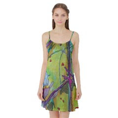 Green Peace Sign Psychedelic Trippy Satin Night Slip by Modalart