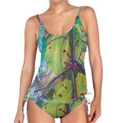 Green Peace Sign Psychedelic Trippy Tankini Set by Modalart