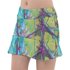 Green Peace Sign Psychedelic Trippy Classic Tennis Skirt by Modalart