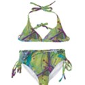 Green Peace Sign Psychedelic Trippy Kids  Classic Bikini Set View1