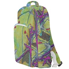 Green Peace Sign Psychedelic Trippy Double Compartment Backpack by Modalart