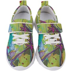 Green Peace Sign Psychedelic Trippy Kids  Velcro Strap Shoes by Modalart