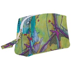 Green Peace Sign Psychedelic Trippy Wristlet Pouch Bag (large) by Modalart