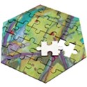 Green Peace Sign Psychedelic Trippy Wooden Puzzle Hexagon View2